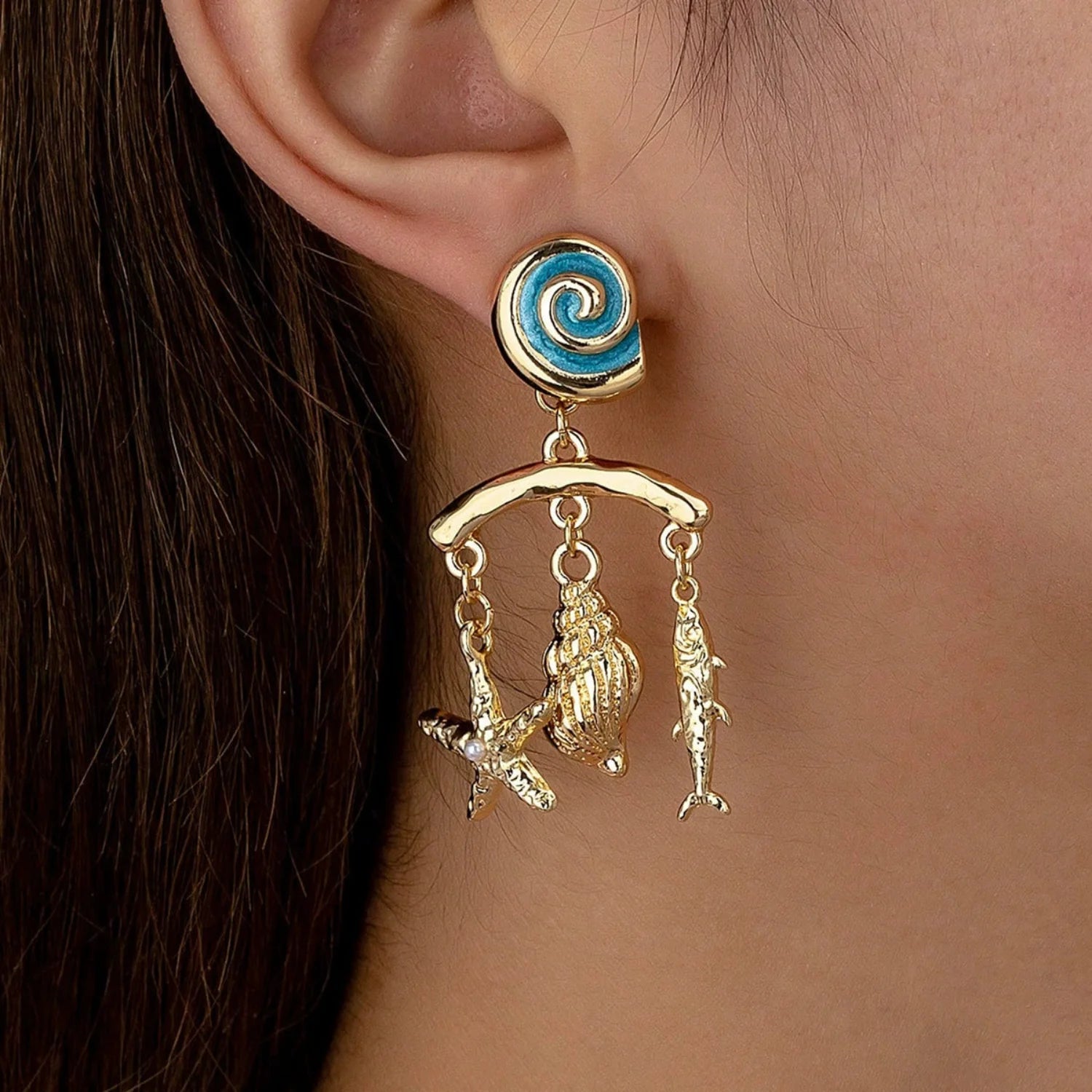 Golden Fish Earrings jlt13473