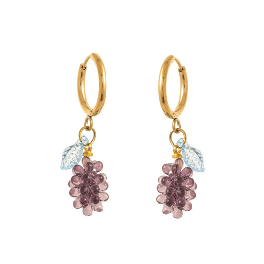 Purple Grapes Hoop Earrings jlt13477