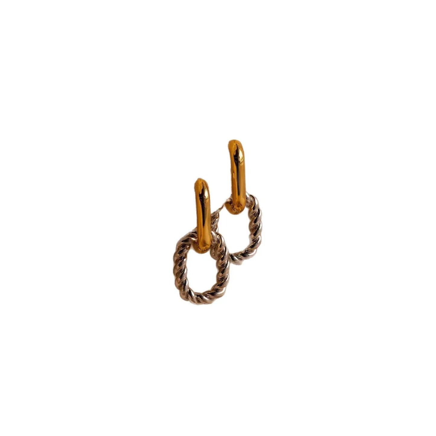 Dual Tone Interlocking Hoop Earrings jlt13488