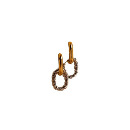 Dual Tone Interlocking Hoop Earrings jlt13488