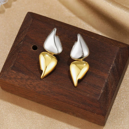 Two-Tone Modern Abstract Drops Earrings JLT13492