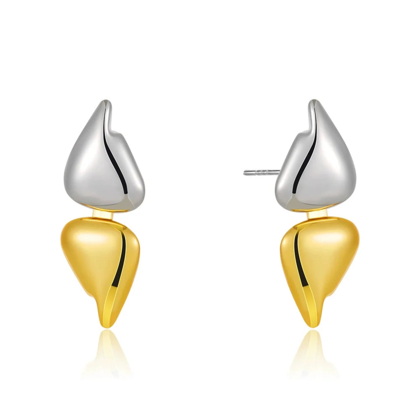 Two-Tone Modern Abstract Drops Earrings JLT13492