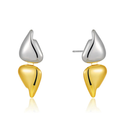 Two-Tone Modern Abstract Drops Earrings JLT13492