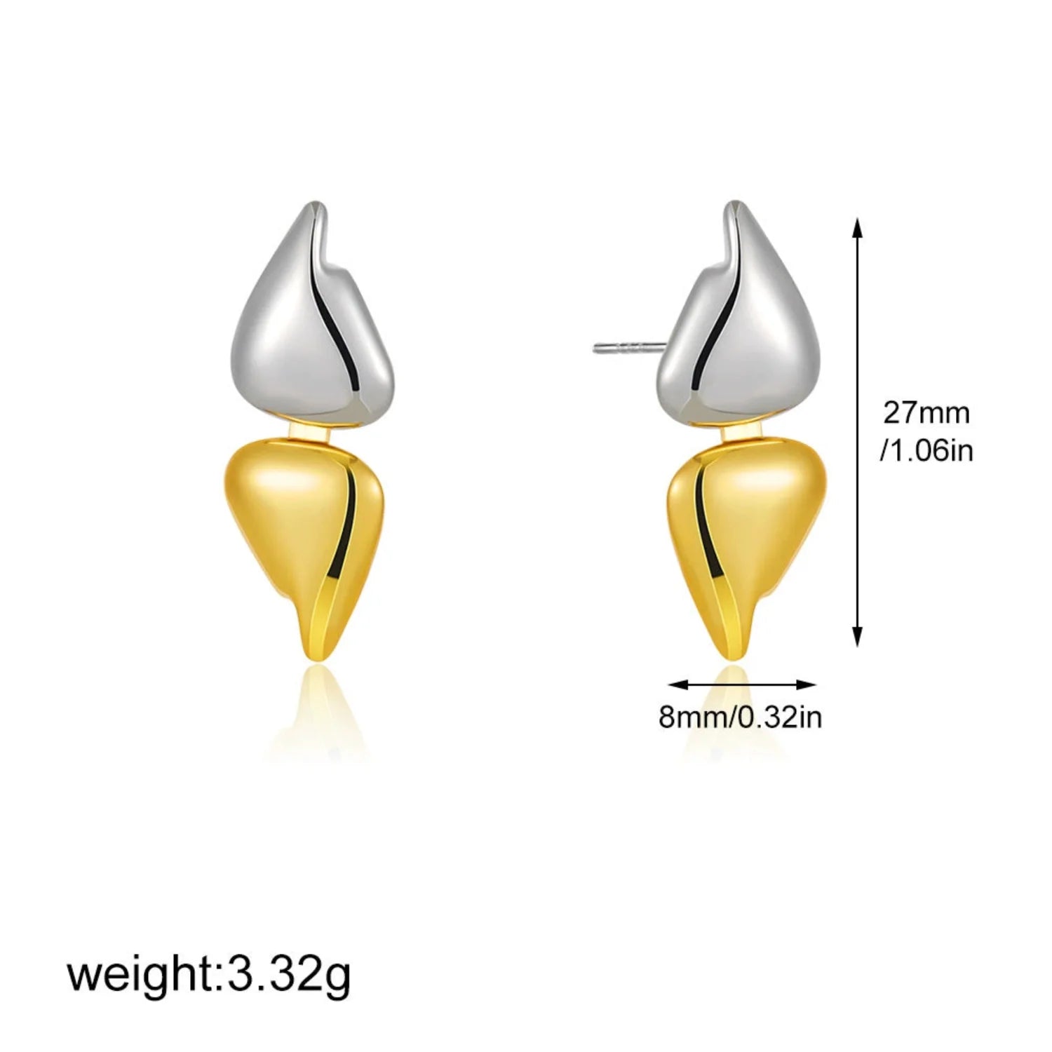 Two-Tone Modern Abstract Drops Earrings JLT13492