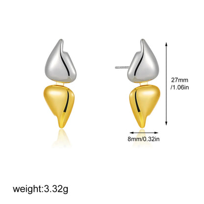 Two-Tone Modern Abstract Drops Earrings JLT13492