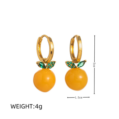 Enamel Orange Sphere Drop Hoops jlt13498