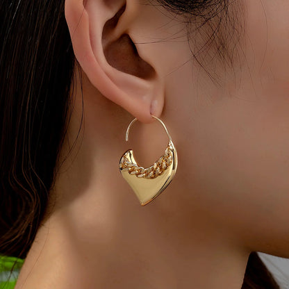 Chunky Heart Chain Drop Hoops JLT13505