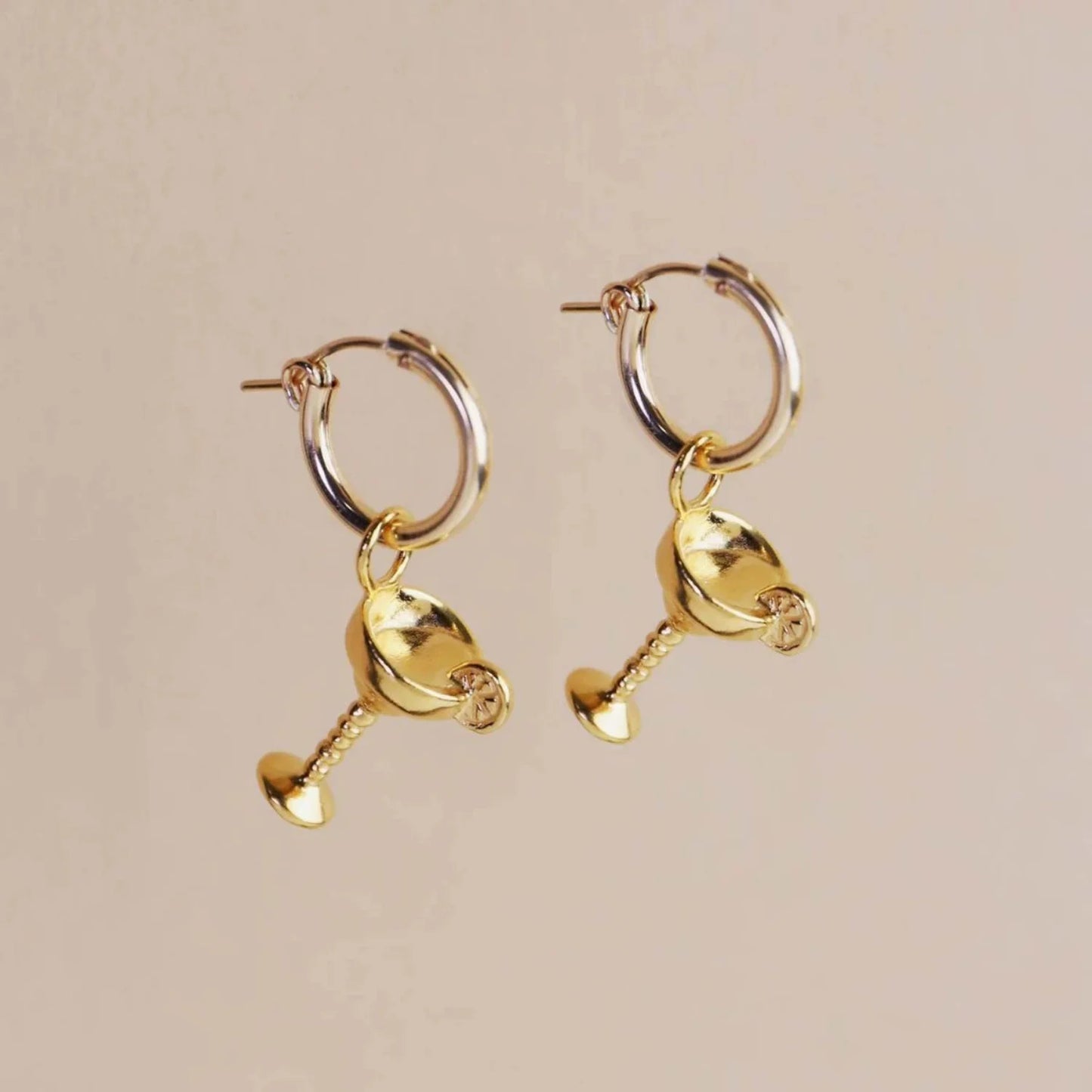Fun Gold Martini Drop Hoops jlt13506