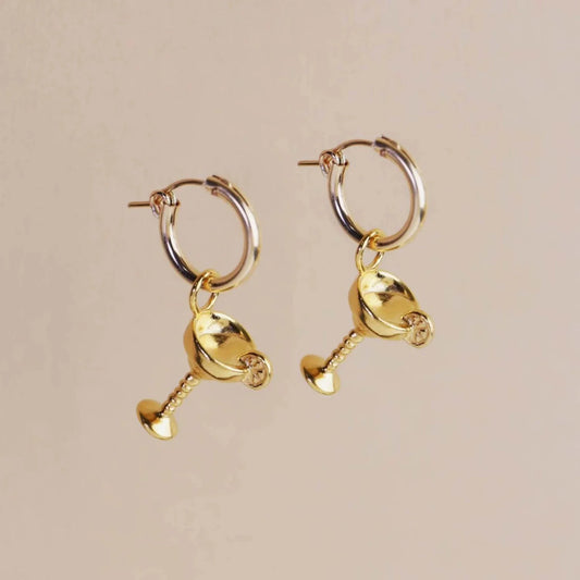 Fun Gold Martini Drop Hoops jlt13506