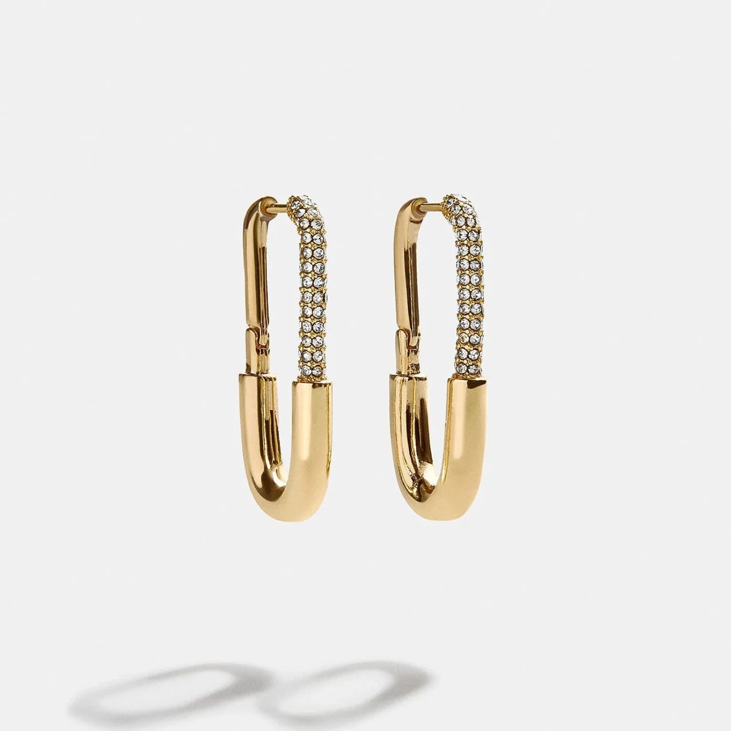 Pavé Crystal Safety Pin Hoops JLT13507