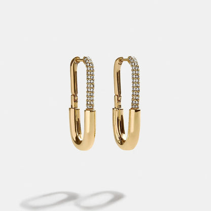 Pavé Crystal Safety Pin Hoops JLT13507