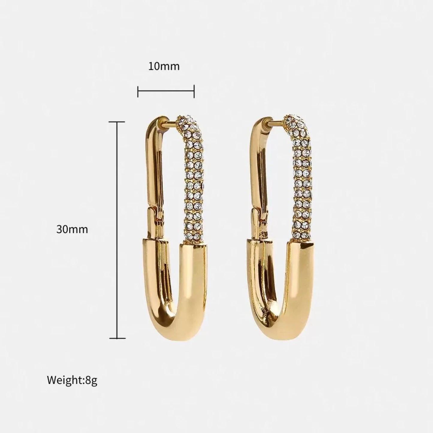Pavé Crystal Safety Pin Hoops JLT13507