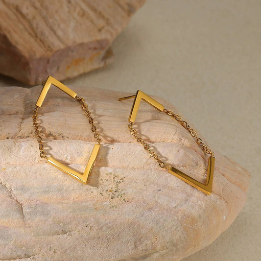 Geometric Chain Link Stud Earrings JLT13606