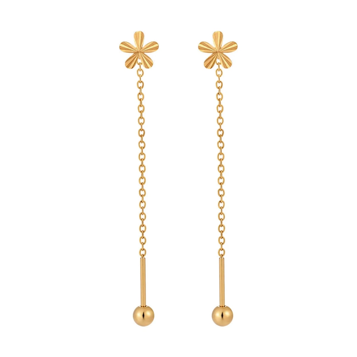 Gold Flower Threader Drop Earrings JLT13615