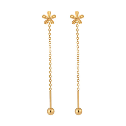 Gold Flower Threader Drop Earrings JLT13615