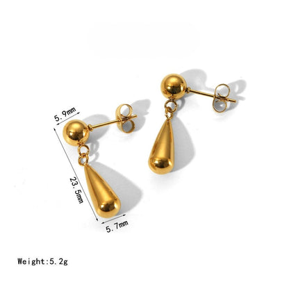Gold Teardrop Ball Stud Earrings JLT13617