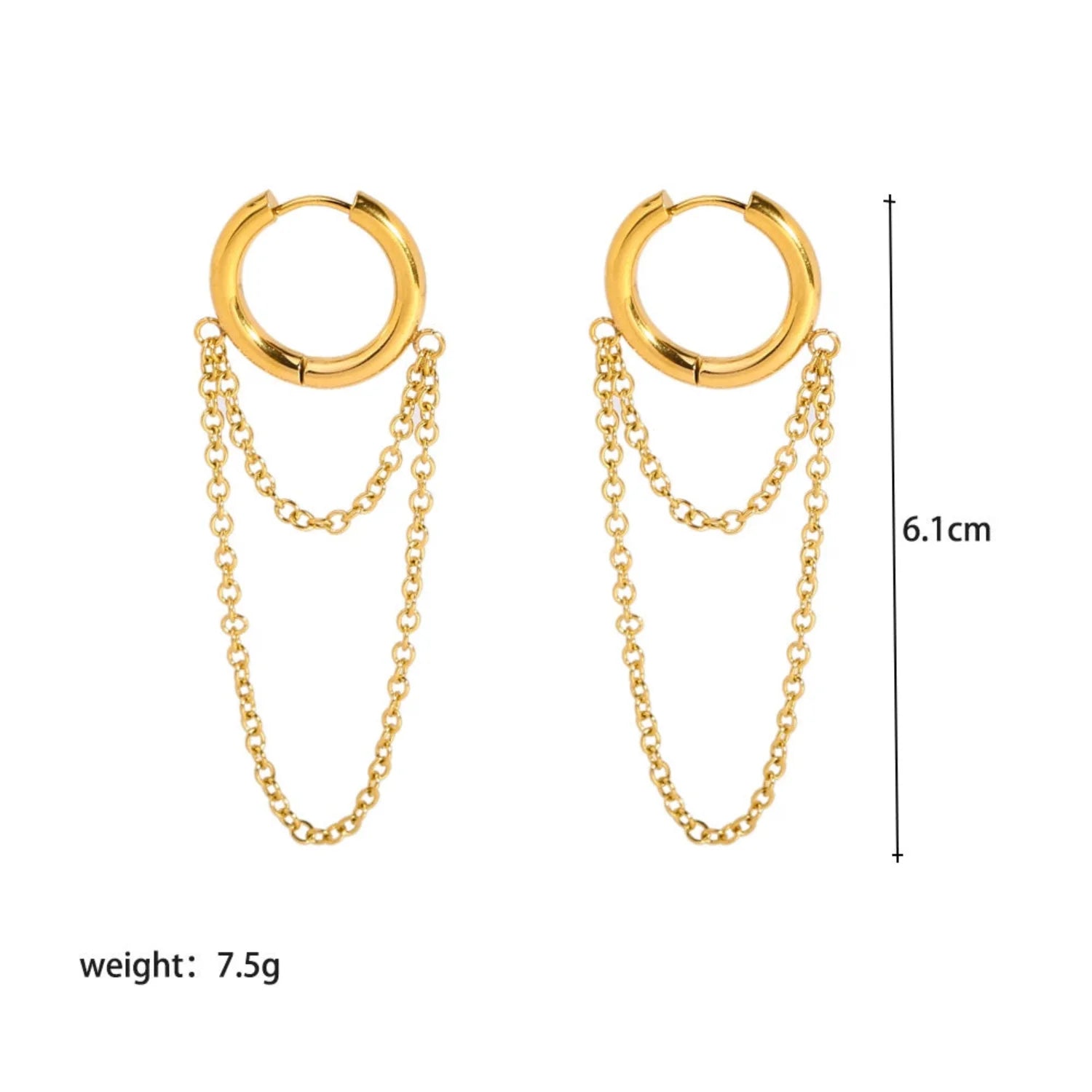 Gold Layered Chain Huggie Earrings JLT13618