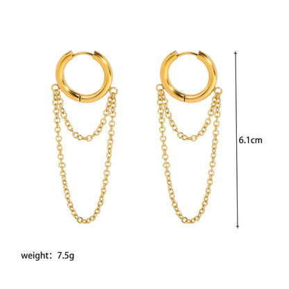 Gold Layered Chain Huggie Earrings JLT13618