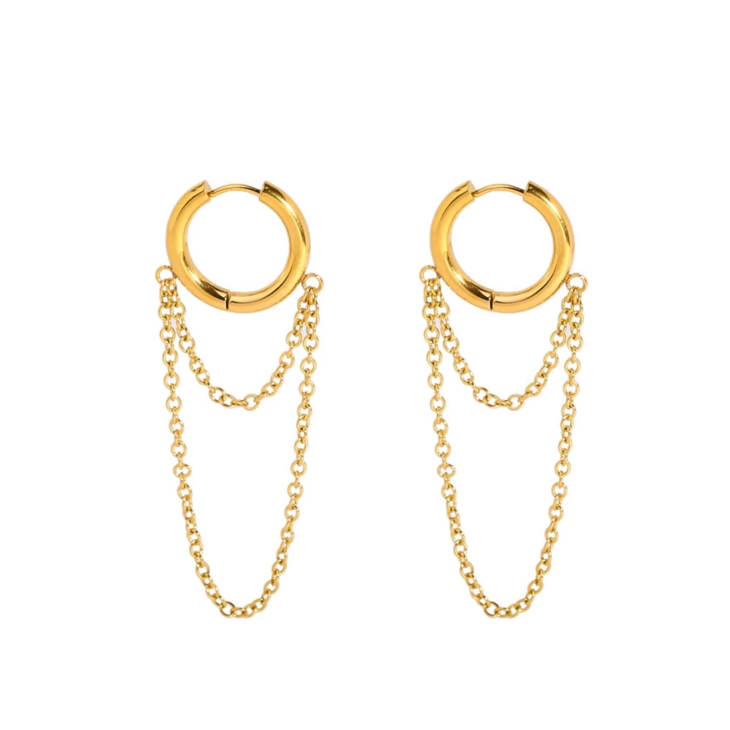 Gold Layered Chain Huggie Earrings JLT13618