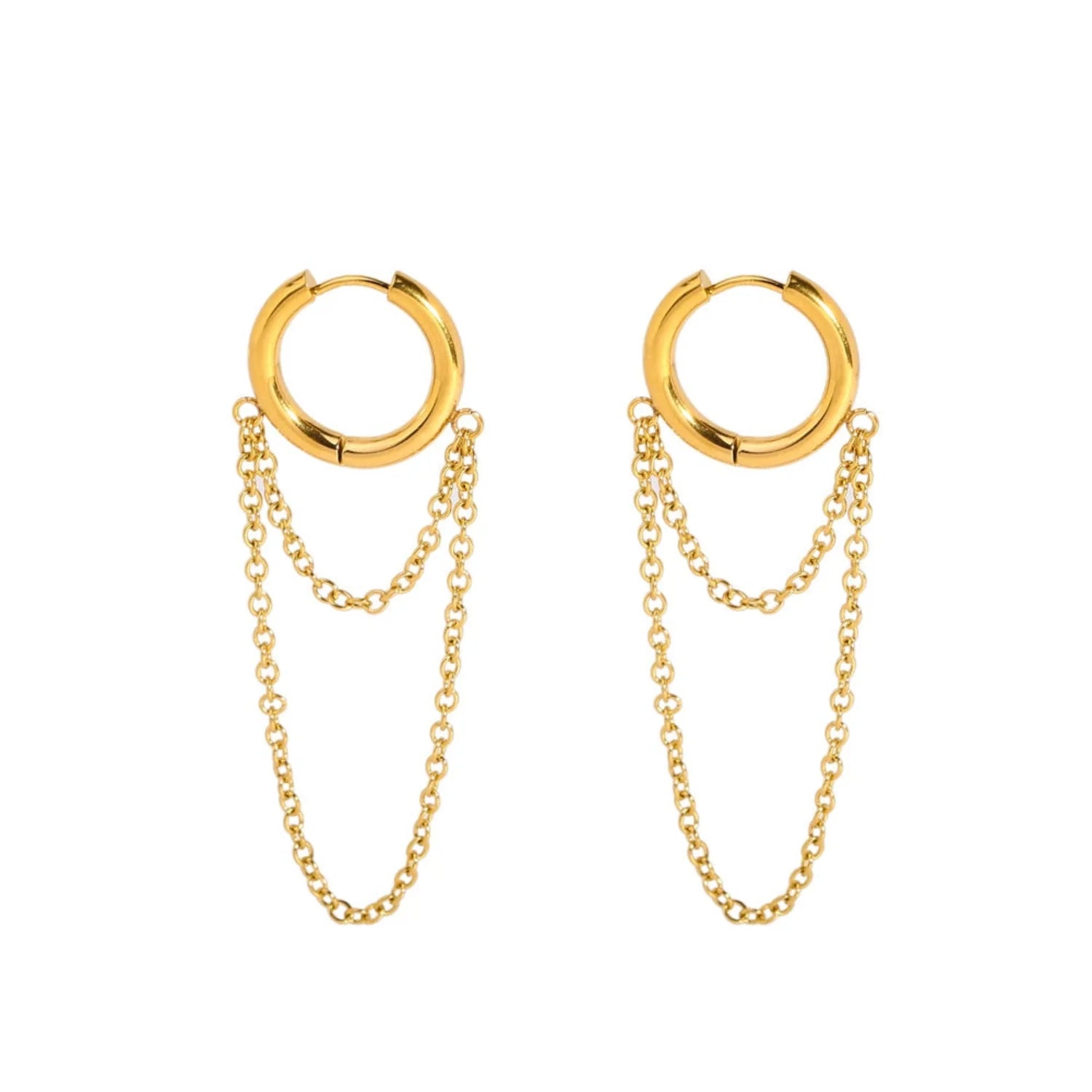 Gold Layered Chain Huggie Earrings JLT13618