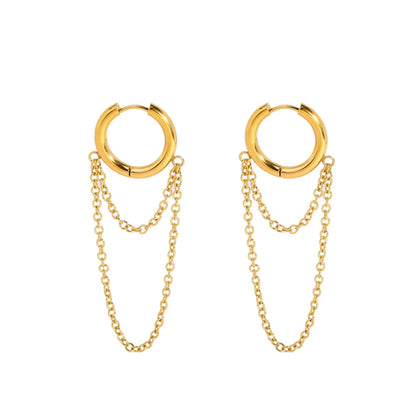 Gold Layered Chain Huggie Earrings JLT13618