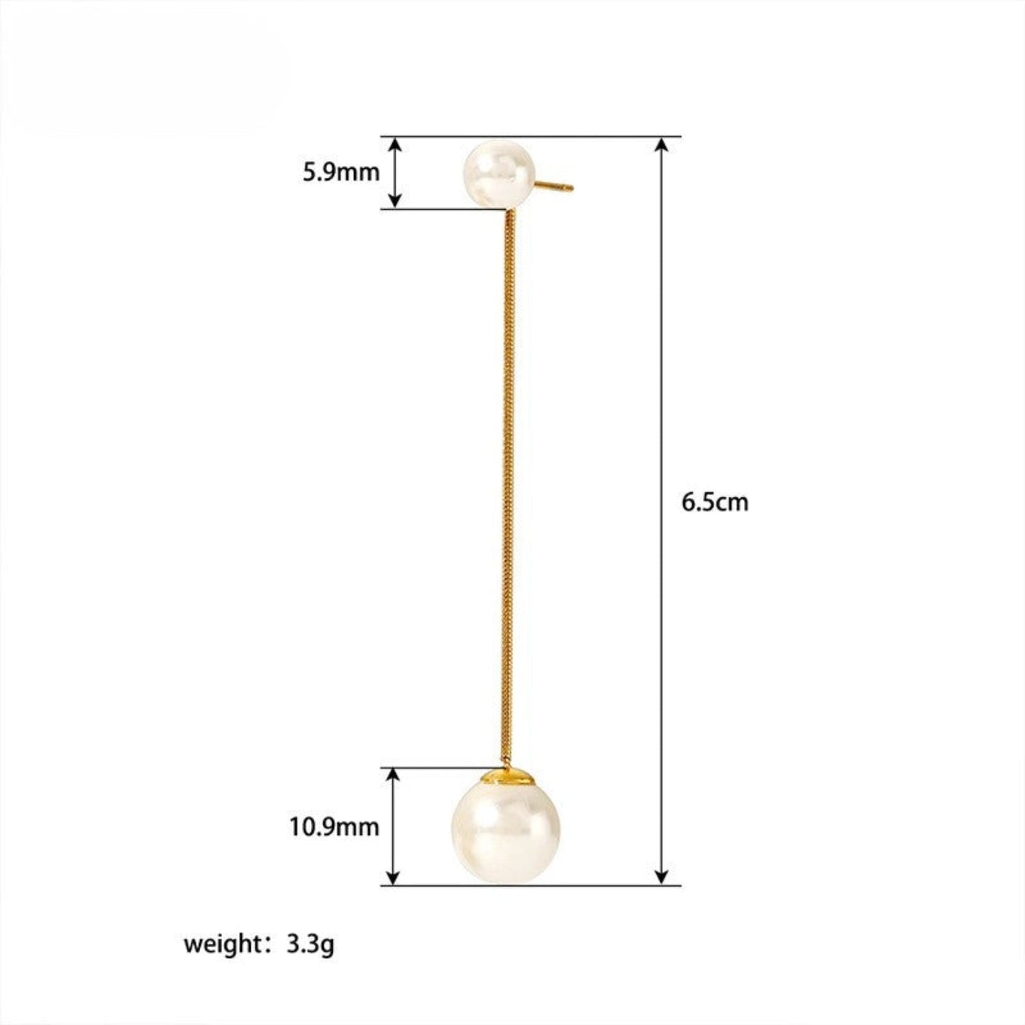 Gold Double Pearl Drop Studs JLT13619