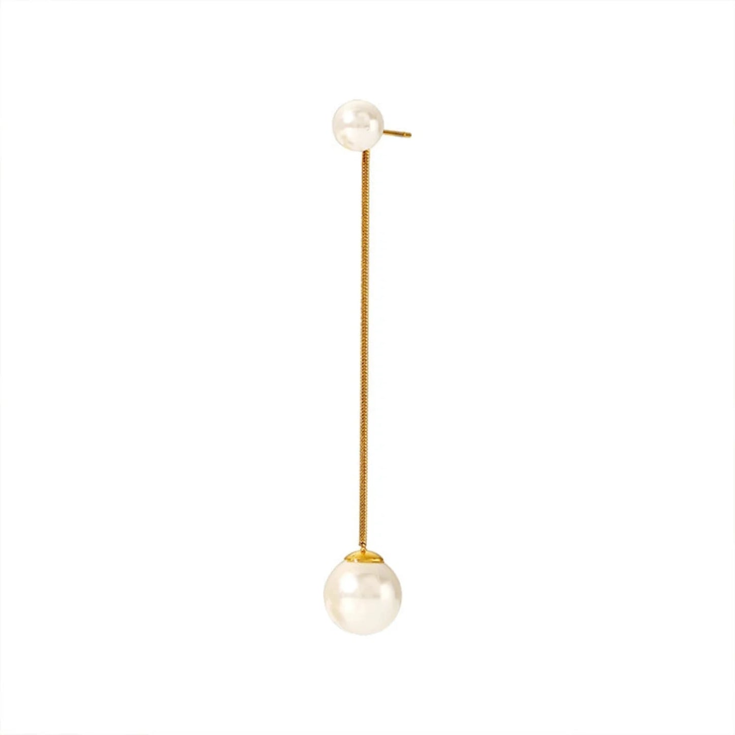 Gold Double Pearl Drop Studs JLT13619