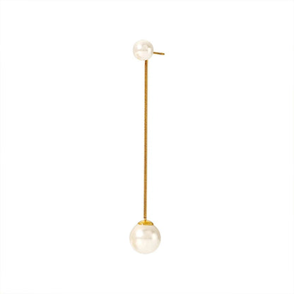 Gold Double Pearl Drop Studs JLT13619