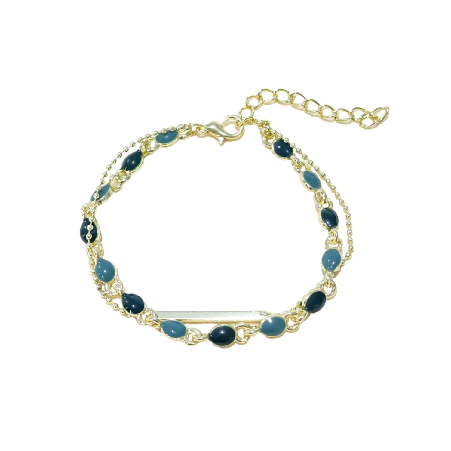 Just Lil Things Artificial Emerald & Grey Dual-Layer| Minimal Elegant Bracelets jltb0260