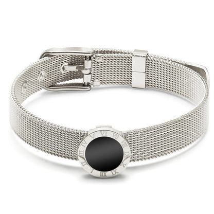 just-lil-things-artificial-Roman Dial Mesh Bracelet – Silver Finish-jltb0271