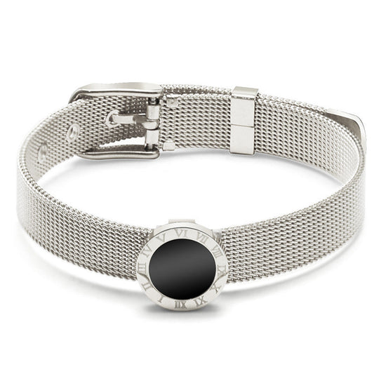 just-lil-things-artificial-Roman Dial Mesh Bracelet – Silver Finish-jltb0271