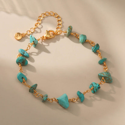 just-lil-things-artificial-Turquoise Stone Charm Bracelet with Gold Loop Chain-jltb0364