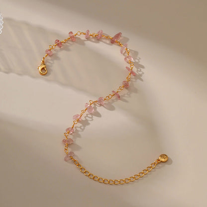 Just Lil Things Artificial Delicate Pink Stone Chip Bracelet with Adjustable Chain – JLTLB0373