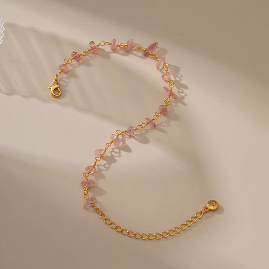 Just Lil Things Artificial Delicate Pink Stone Chip Bracelet with Adjustable Chain – JLTLB0373