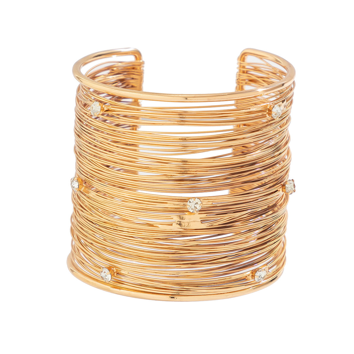 Just lil things Shimmering Wire Cuff Bracelet with Crystals – Statement Jewelry jltb0463