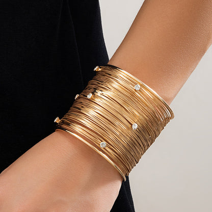 Just lil things Shimmering Wire Cuff Bracelet with Crystals – Statement Jewelry jltb0463