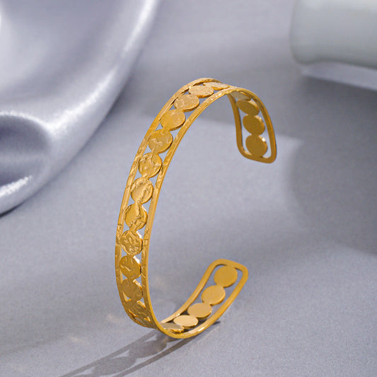 Just lil things Artificial Hollow Link Cuff – Elegant Textured Design Bracelets jltb0469