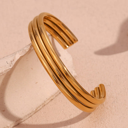 Just Lil Things Arificial Triple-Band Gold Tone Open Cuff Bracelets - jltb0510