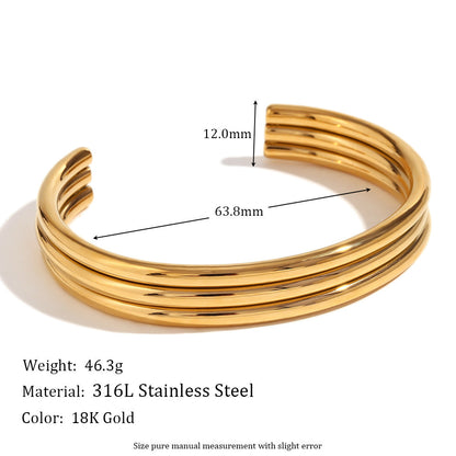 Just Lil Things Arificial Triple-Band Gold Tone Open Cuff Bracelets - jltb0510