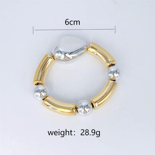 Metal Glossy Irregular Chunky Dual-Tone Bracelet JLTB0599