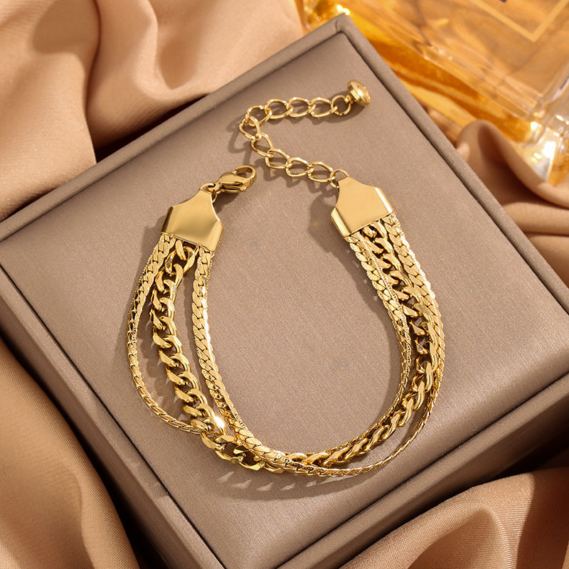 Elegant Adjustable Multi Layer Chain Gold Bracelet JLTB0605