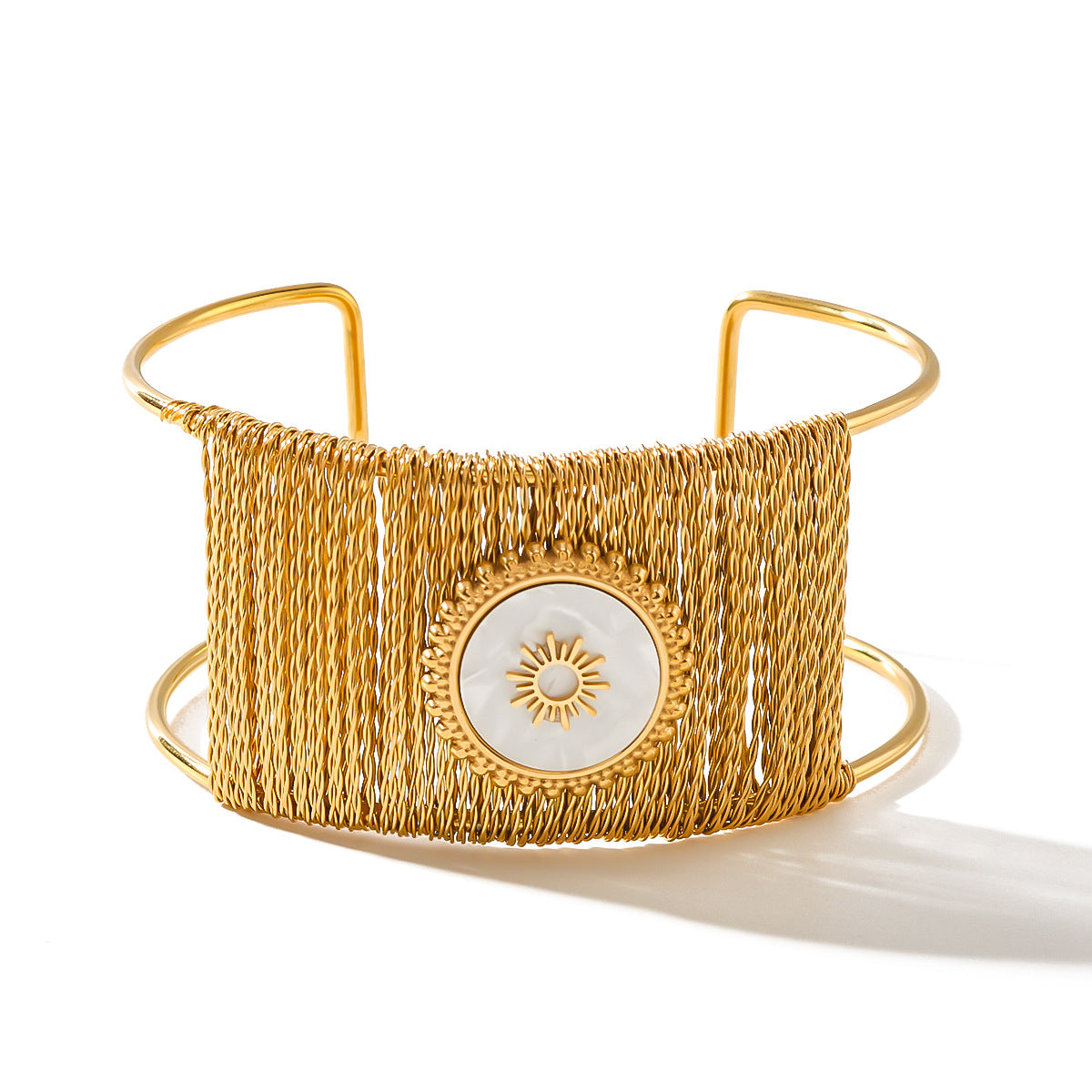 Aurora Sun Medallion Cuff Gold-tone Bracelet JLTB0613