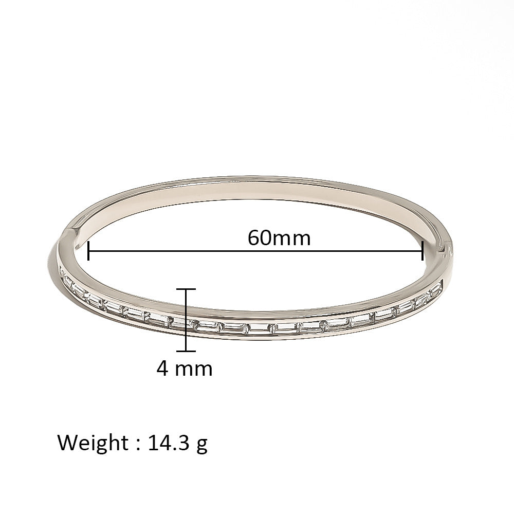 Openable Thin White Zircon Silver Plated Bracelet JLTB0636