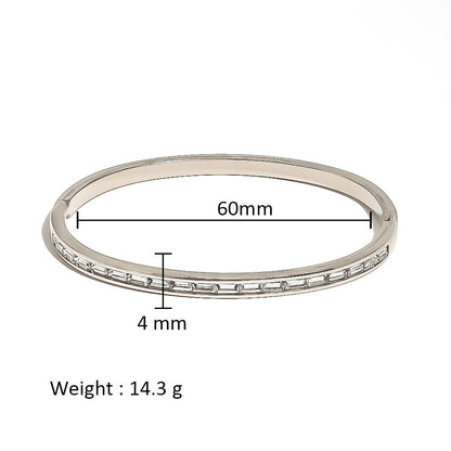 Openable Thin White Zircon Silver Plated Bracelet JLTB0636