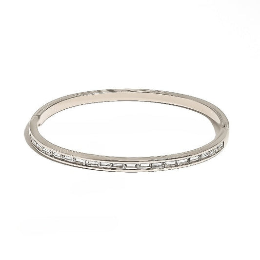 Openable Thin White Zircon Silver Plated Bracelet JLTB0636