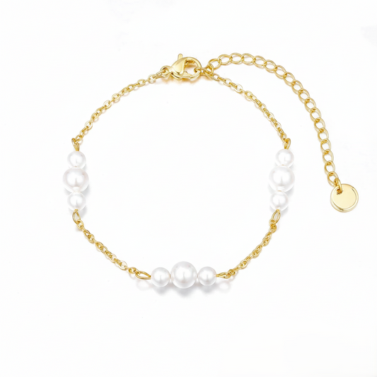 Minimalist Pearl Chain Bracelet with Adjustable Extender jltb0992