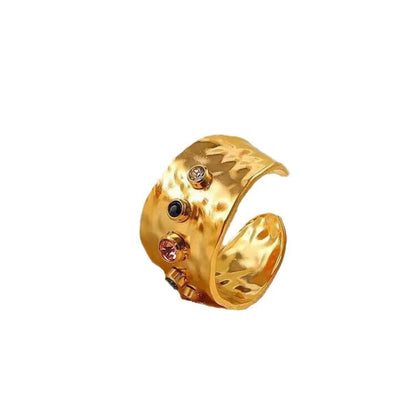 Hammered Artificial Ring with Multicolor Stones jltr0255