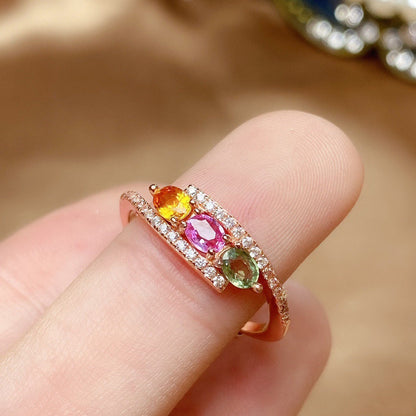 Artificial-Multicolor Gemstone Cluster Ring jltr0263