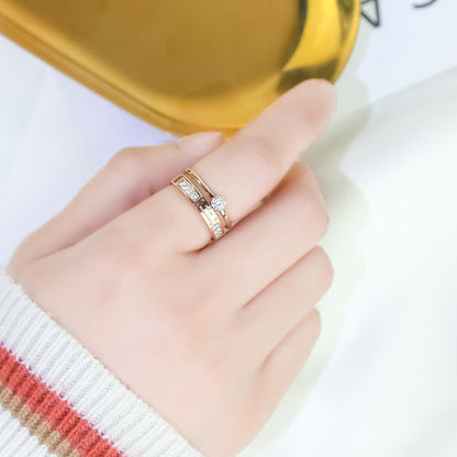 Artificial Dual Band Solitaire Ring Set