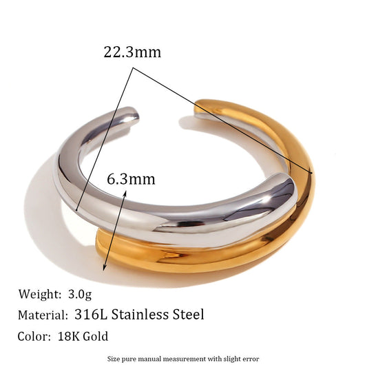 Dual Tone C Shape open-ended ring JLTR0417
